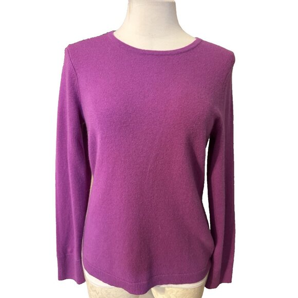 Talbots Cashmere Sweater PM Petite Medium Purple Pink Magenta - Picture 1 of 10